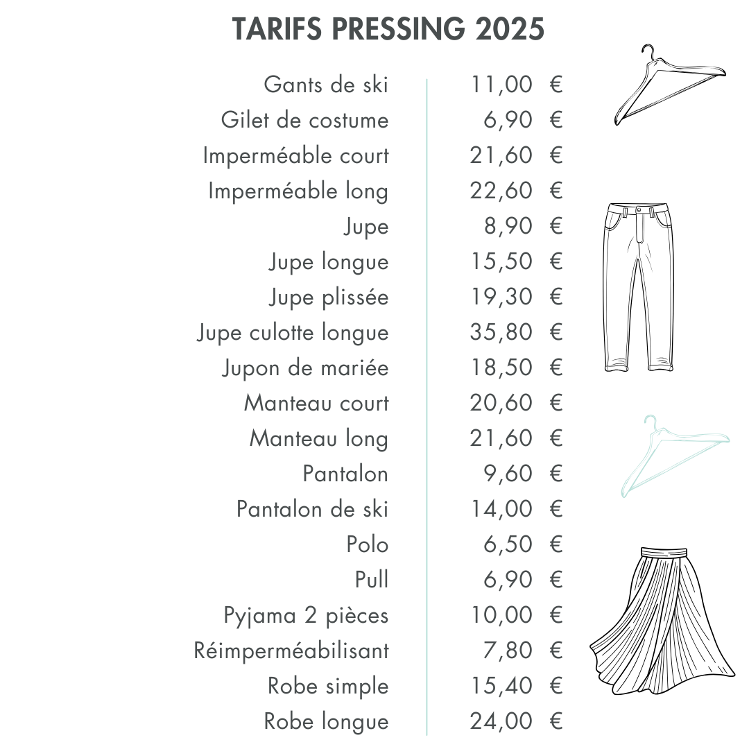 Tarifs pressing de Villiers